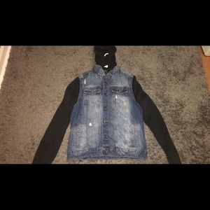 Hooded Combo Denim Jacket